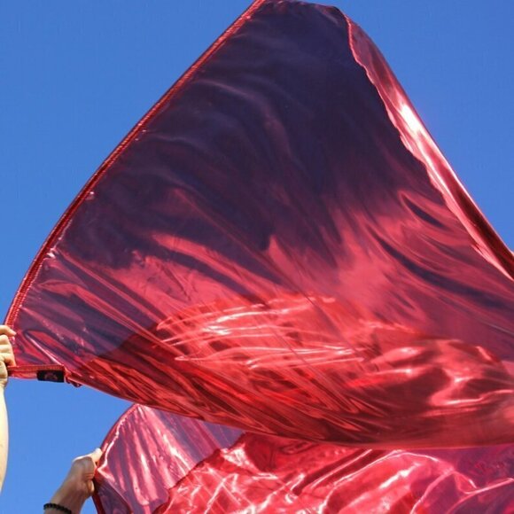 In the Mighty Name of Jesus Power Fire Metallic Flowy Worship Flags Set of 2 - Picture 3 of 8